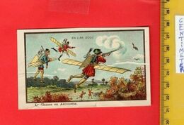 1 Trade Card Circa 1899 - Fantasy Future Year 2000, HUNTING By "drone" Humor, Fold - Chromo  Press Lithography S.F. - Vliegtuigen