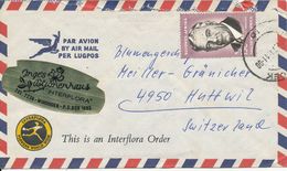 South Africa Air Mail Cover Sent To Switzerland 1971 Single Franked (Interflora Cover) - Aéreo