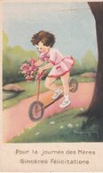 Illustr. MARGUY . Fillette En Trottinette Avec Bouquet De Roses "Pour La Journée Des Mères, Sincères Félicitations " - Autres & Non Classés