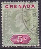 GRENADA 1906 SG 75 5sh Used Wmk Mult.Crown CA CV £120 Lightly Faded - Grenada (...-1974)