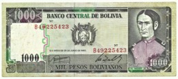 Bolivia - 1000 Pesos Bolivianos - D. 25.06.1982 - Pick 167 -  Serie B ( 8 Digits ) 1 000 - Bolivia