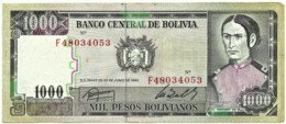 Bolivia - 1000 Pesos Bolivianos - D. 25.06.1982 - Pick 167 -  Serie F ( 8 Digits ) 1 000 - Bolivien