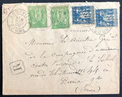 Lettre Recommandée Tarif à 40c Sage 1900 N°101 X2 & 102 X2 De Abbeville Pour Paris ! TTB - 1898-1900 Sage (Tipo III)