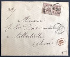 Lettre Recommandée Tarif à 40c Sage 1881 N°67 En Paire De Paris Pour Albertville TTB - 1876-1878 Sage (Type I)