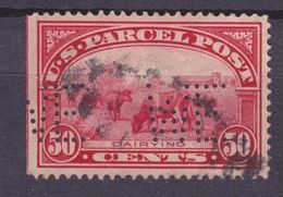 United States Perfin Perforé Lochung 2x 'WE' 1913 Mi. 1, 50c. Parcel Post Paketmarke Cow Kuh (2 Scans) - Zähnungen (Perfins)