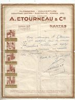 Document , Attestation De L'employeur ,paopier En Tête De Facture ,1943 , A. Etourneau & Cie, Nantes , Frais Fr 1.55 E - 1900 – 1949