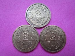 3 Pièces France 2 Francs Morlon Aluminum De 1945/47/48 - Sammlungen