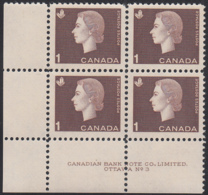 Canada 1963 MNH Sc #401 1c QEII Cameo Plate #3 LL - Plate Number & Inscriptions