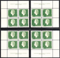 Canada 1963 MNH Sc #402 2c QEII Cameo Plate #2 Set Of 4 Blocks - Plaatnummers & Bladboorden