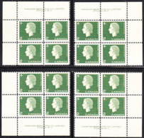 Canada 1963 MNH Sc #402 2c QEII Cameo Plate #3 Set Of 4 Blocks - Plaatnummers & Bladboorden