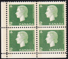Canada 1963 MNH Sc #402p 2c QEII Cameo W2B Narrow Selvedge LL - Numeri Di Tavola E Bordi Di Foglio