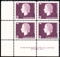 Canada 1963 MNH Sc #403 3c QEII Cameo Purple Plate #2 LL - Números De Planchas & Inscripciones