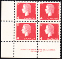 Canada 1963 MNH Sc #404 4c QEII Cameo Plate #1 LL - Num. Planches & Inscriptions Marge