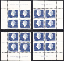 Canada 1962 MNH Sc #405 5c QEII Cameo Plate #3 Set Of 4 Blocks - Plate Number & Inscriptions