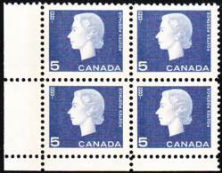 Canada 1962 MNH Sc #405p 5c QEII Cameo W2B Wide Selvedge LL - Plate Number & Inscriptions