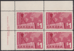 Canada 1963 MNH Sc #411 $1 Canadian Exports Plate #1 UL - Números De Planchas & Inscripciones