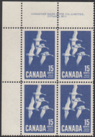 Canada 1963 MNH Sc #415 15c Canada Goose Plate #1 UL - Plattennummern & Inschriften