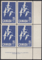 Canada 1963 MNH Sc #415 15c Canada Goose Plate #1 LR - Num. Planches & Inscriptions Marge