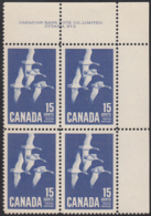 Canada 1963 MNH Sc #415 15c Canada Goose Plate #2 UR - Plate Number & Inscriptions