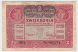 (D1186) Geldschein Ungarn 2 Kronen 1917 M. Überdruck Deutschösterreich - Sonstige & Ohne Zuordnung