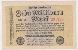(D1121) Geldschein Reichsbanknote, 10 Millionen Mark 1923, Inflation - Andere & Zonder Classificatie
