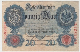 (D1087) Geldschein Reichsbanknote, 20 Mark 1914 - Autres & Non Classés