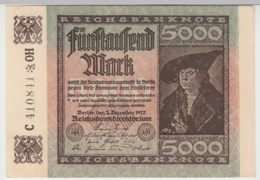 (D1051) Geldschein Reichsbanknote, 5.000 Mark 1922 - Autres & Non Classés