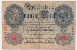 (D1018) Geldschein Reichsbanknote, 20 Mark 1914 - Otros & Sin Clasificación