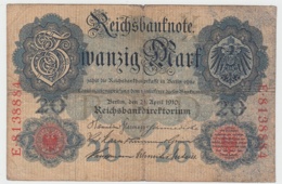 (D1012) Geldschein Reichsbanknote, 20 Mark 1910 - Other & Unclassified