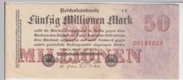 (D986) Geldschein Reichsbanknote, 50 Millionen Mark 1923, Inflation - Sonstige & Ohne Zuordnung