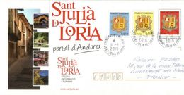 Entier Postal Paroisse De Sant Julia De Loria, Avec Complément Nouveaux Timbres Blasons - Stamped Stationery & Prêts-à-poster