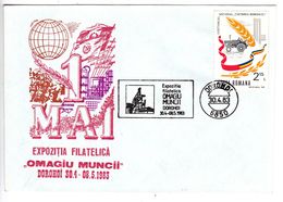 Romania , Roumanie , 1983 , Dorohoi ,  Philatelic Exhibition 1 Mai  , Tractor ,special Cancell - Marcofilia