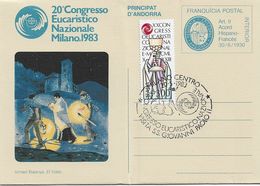 3534  Franquicia Postal , Andorra  20 Congresso Eucaristico Nazionale Milano 1983,  Visita SS Giovanni Paolo Ll, - Bischöfliche Viguerie