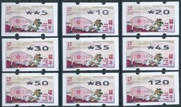 MACAU 2019 ZODIAC YEAR OF THE PIG ATM LABELS NAGLER SET OF 9 VALUES - Distributors