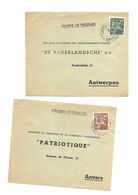 2 LettresN° 762 + 768  Griffe FRASNES-LEZ-GOSSELIES Ambulant CHARLEROI-BRUXELLES 1948/1949  Voorzijde/devant De Lettre - 1948 Exportation