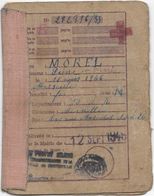 MOREL PIERRE MARIE NE 1946 MARSEILLE CARTE RATIONNEMENT AVEC CROIX ROUGE HABITANT AVENUE MARECHAL FOCH TEXTILES CHARBON - Documents Historiques