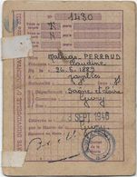 MATHIAS PERRAUD CLAUDINE NE 1889 JAMBLES HABITANT GIVRY CARTE ALIMENTATION RATIONNEMENT 1946 - Documents Historiques