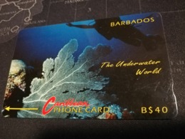 BARBADOS   $20- Gpt Magnetic     BAR-5C  5CBDC   UNDERWATER  NO LOGO    Very Fine Used  Card  ** 2865** - Barbades