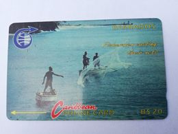 BARBADOS   $20-  Gpt Magnetic     BAR-7B  7CBDB     FISHERMAN    OLD LOGO     Very Fine Used  Card  ** 2871** - Barbades