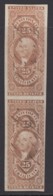 US Sc R44a, Vertical Pair, 1863 Ms Cancel (bot Stamp Crease) - Fiscali