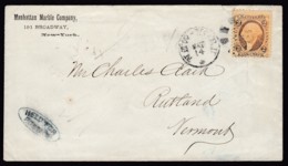 US Sc R6c On Cover From New York To Vt, Held For Postage - Revenue As Postage - Steuermarken