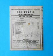 CROATIA Ex YUGOSLAVIA KINGDOM - VICINAL RAILWAY TIMETABLE Vicinalna Zeljeznica Zagreb-Samobor (1940) Horaire Ferroviaire - Europa