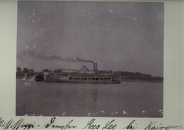 ! 2 Original Fotos Auf Hartpappe, Old Photos, Mississippi Riverboot Rees Lee, Schaufelraddampfer, Cairo, USA, 1904, - Steamers