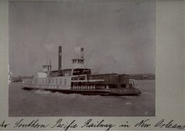 ! 2 Fotos, Old Photos, New Orleans, Mississippi Ferry, Steamboat, Raddampfer, Southern Pacific, USA, 1904, Railway - Steamers