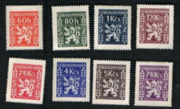 CECOSLOVACCHIA (CZECHOSLOVAKIA) -  SG O490.497  - 1947 OFFICIAL STAMPS: LION (COMPLET SET OF 8) - UNUSED WITHOUT GUM - Timbres De Service