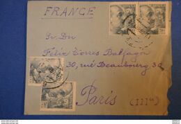 232 ESPAGNE LETTRE 1952 POUR PARIS III RUE BEAUBOURG MARAIS + AFFRANC. INTERESSANT - Lettres & Documents