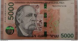 Armenia Arménie Armenien 2018 NEW Banknote - 5000 Dram UNC Hybrid Technology Armenian-American Writer W. Saroyan - Armenië