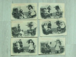 Série De 6 Cpa Fantaisies - Les Petits Photographes - Collections, Lots & Series