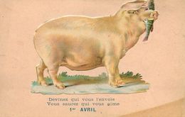 Fantaisies - Animaux - Cochons - Premier Avril - 1er Avril - Collage - Découpis - état - Cerdos
