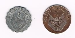 //  RWANDA  2 En 5 FRANCS 1970/1977 - Rwanda